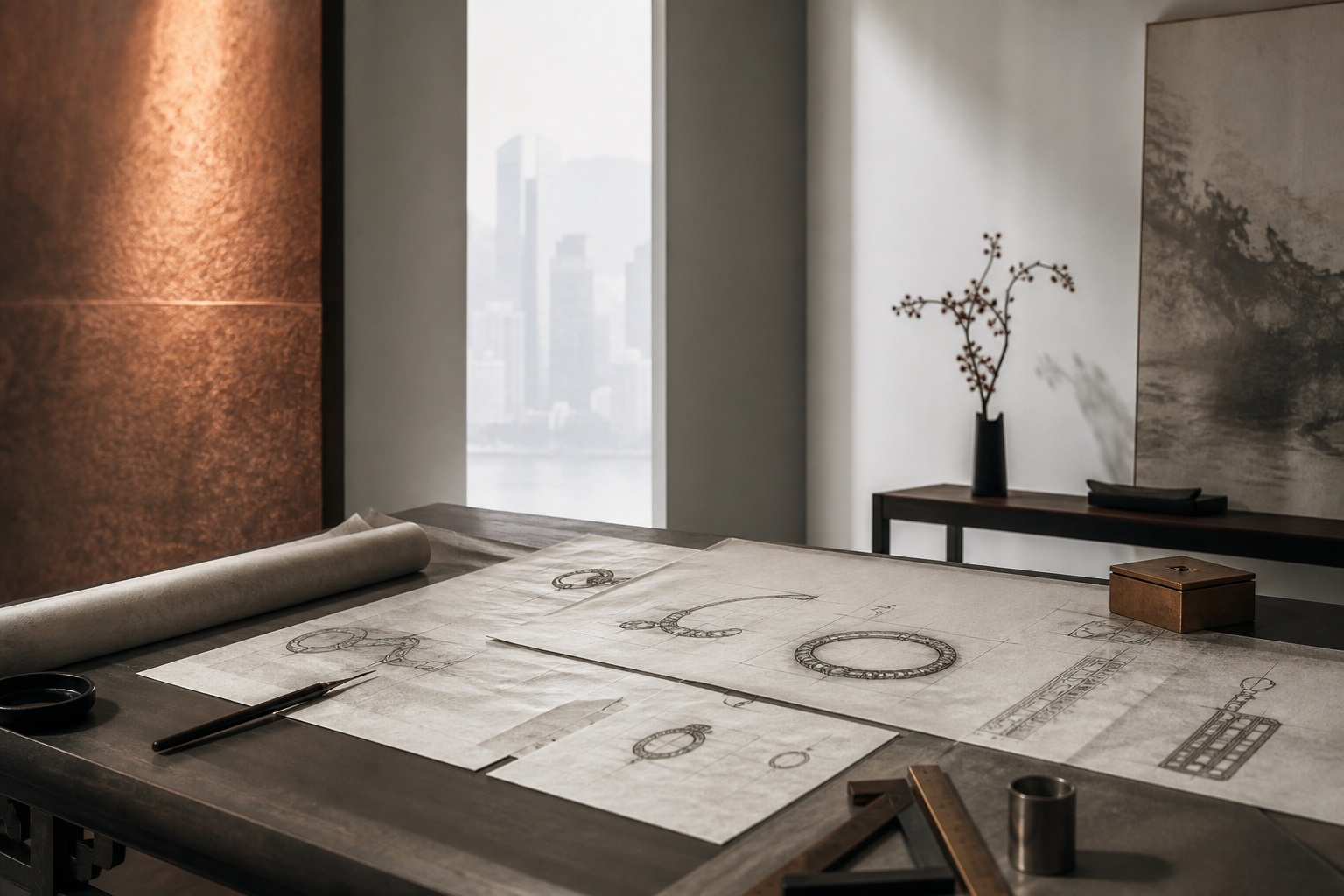 Design studio sketches of jewelry-like wearables