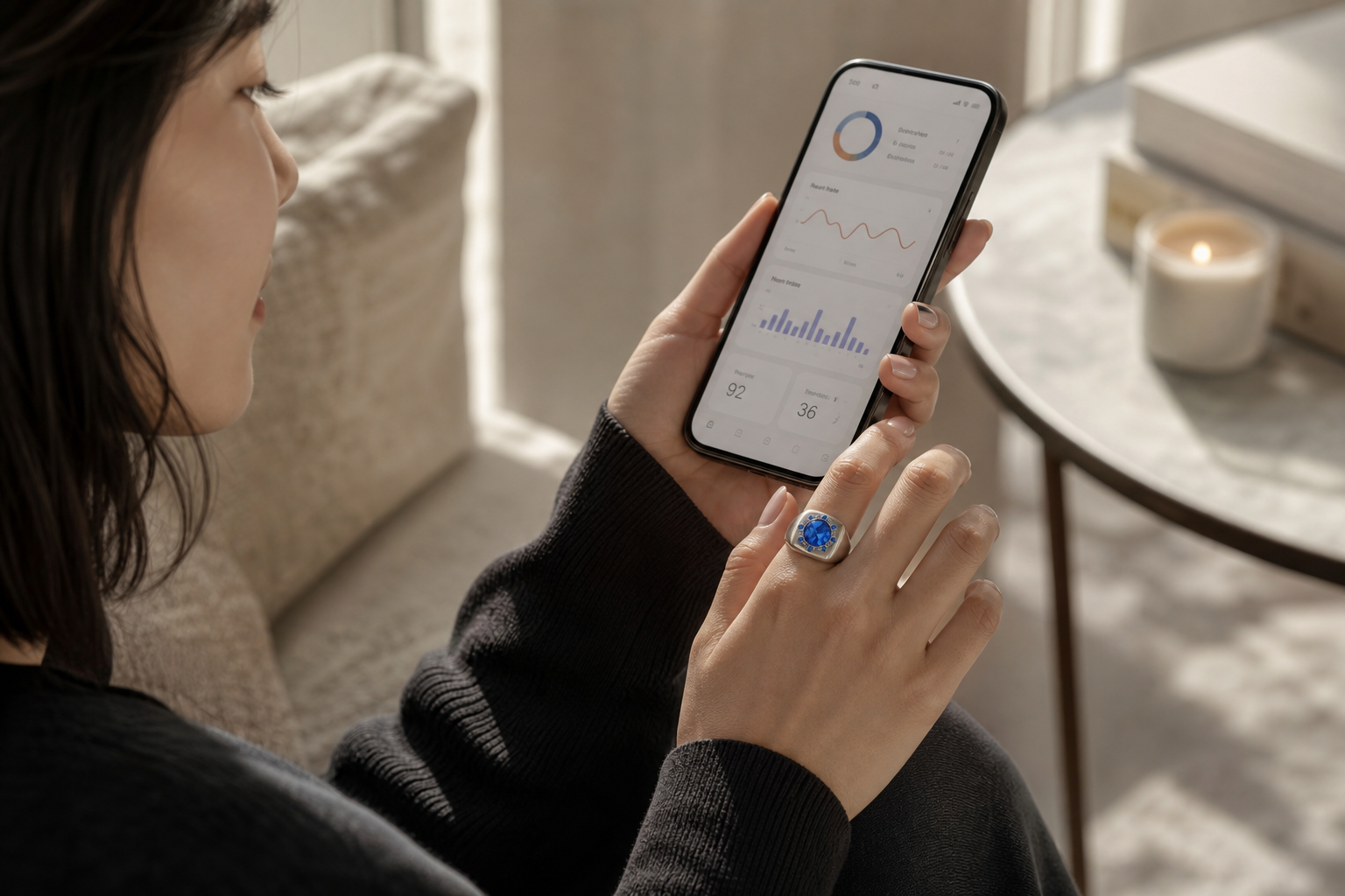 Comfortable everyday wear with smart ring and clear health data on phone