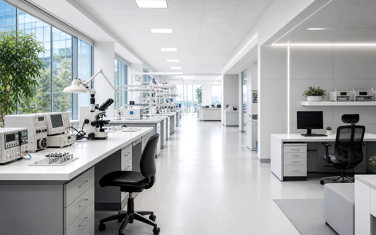 Bright, professional office and lab environment